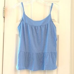 LOFT Tank Ruffle Top Light Blue Size Small